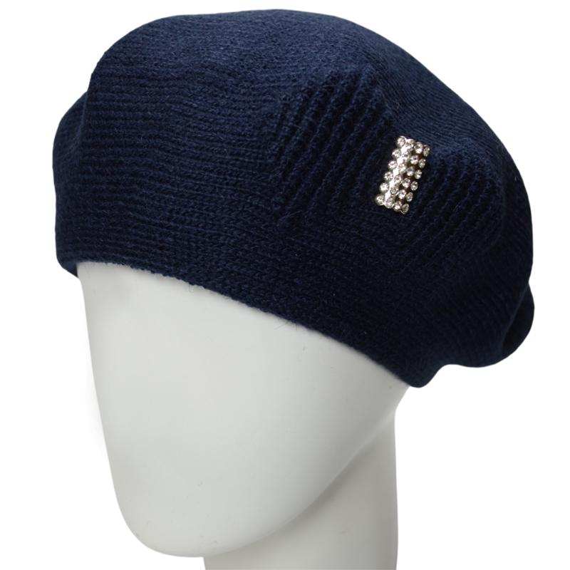 Берет женский двойной Lirus Віолета теплый зимний Синий