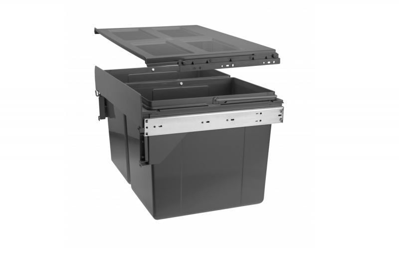 Ведро для мусора GTV PRACTI ECO с креплением к фасаду 600 мм 2х27 л Антрацит (PB-45-600MF-2X27-60A)