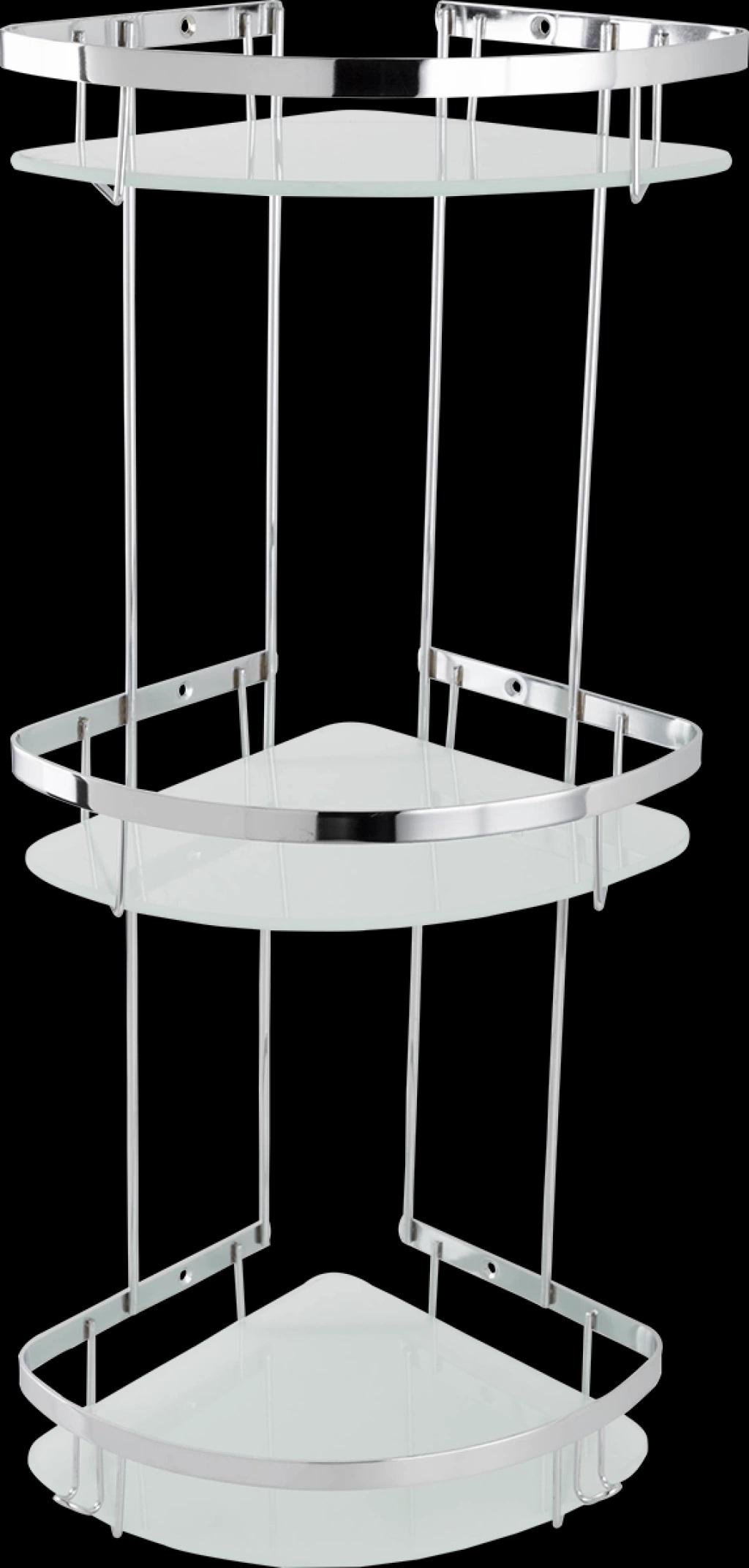 Полочка для ванной комнаты тройная Atak из нержавеющей стали с матовым стеклом 20х20х55 см (10-025) - фото 3