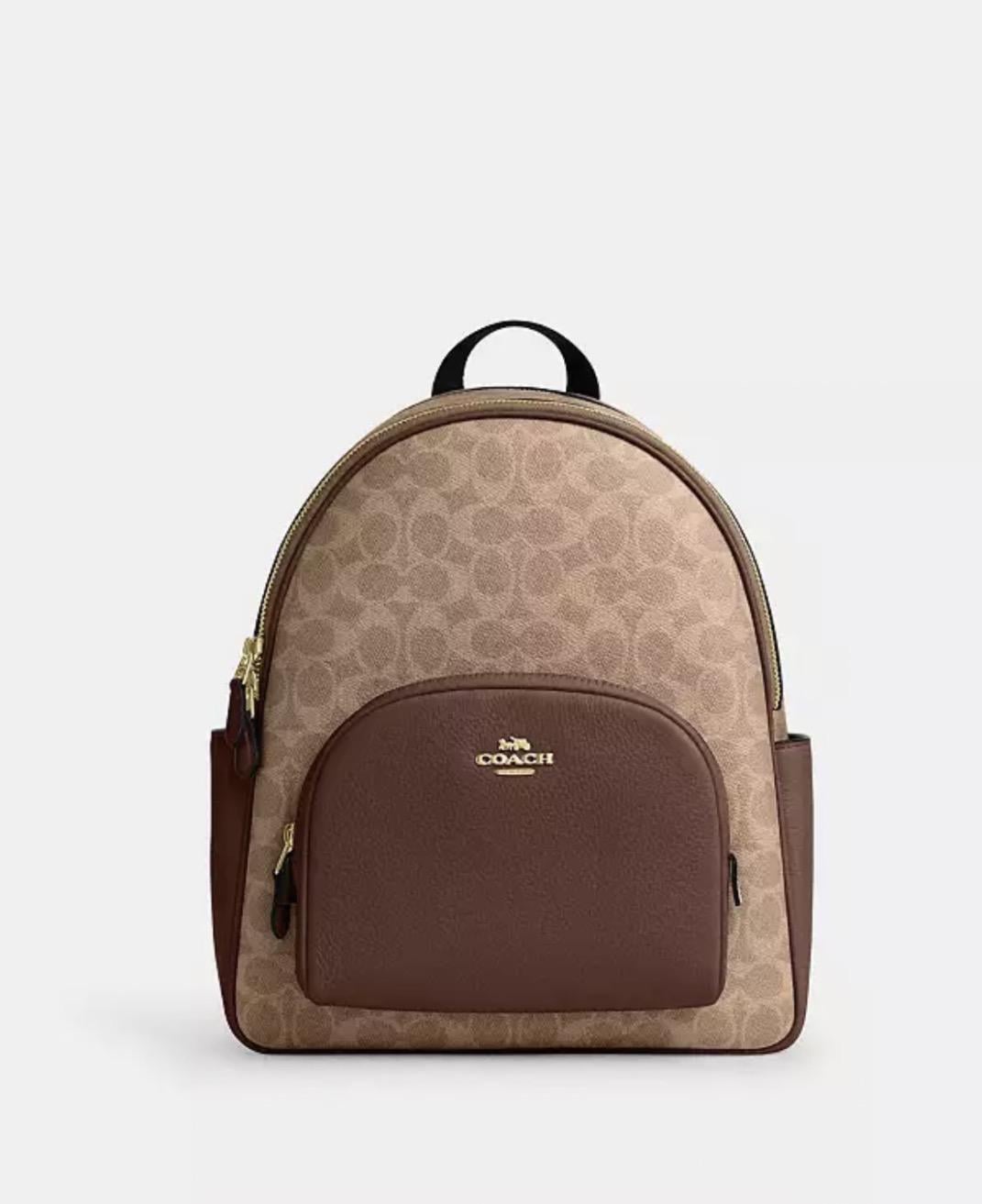 Женский рюкзак Coach Court Backpack In Signature Canvas Tan/Brown CZ176
