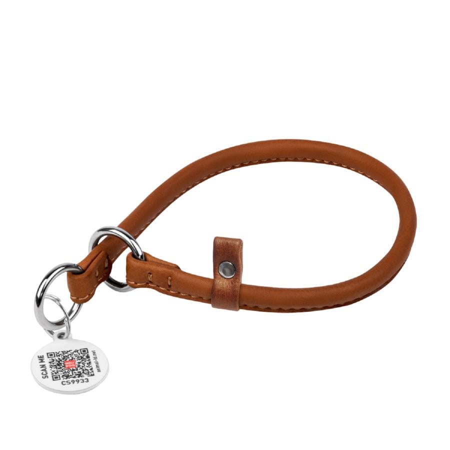 Ошейник-удавка рывковый для собак кожаный Waudog Soft с QR паспортом круглый XS 8 мм 40 см