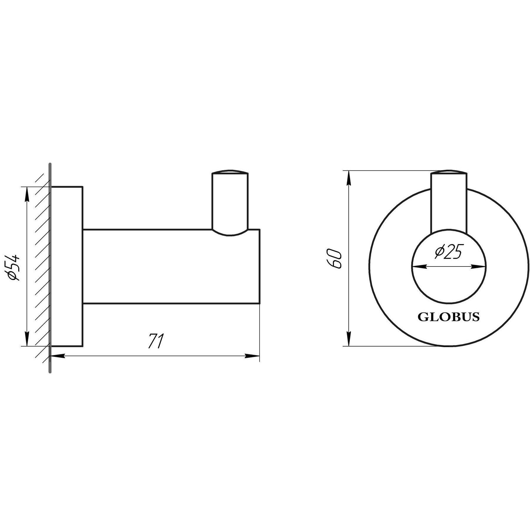 Крючок для ванной комнаты одинарный Globus Lux SS 8411 SUS304 (000018158) - фото 2