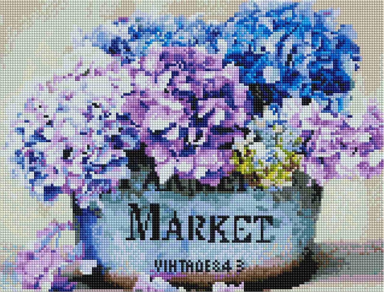 Алмазна мозаїка ColorArt Квіти гортензії ST467 30х40 см