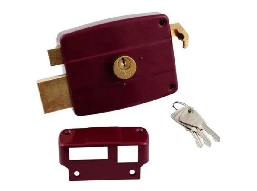 Замок накладной цилиндровый MICC 19LK608 1 ригель Бордовый (ЗП358) - фото 2 Замок накладной цилиндровый MICC 19LK608 1 ригель Бордовый (ЗП358) - фото 2
