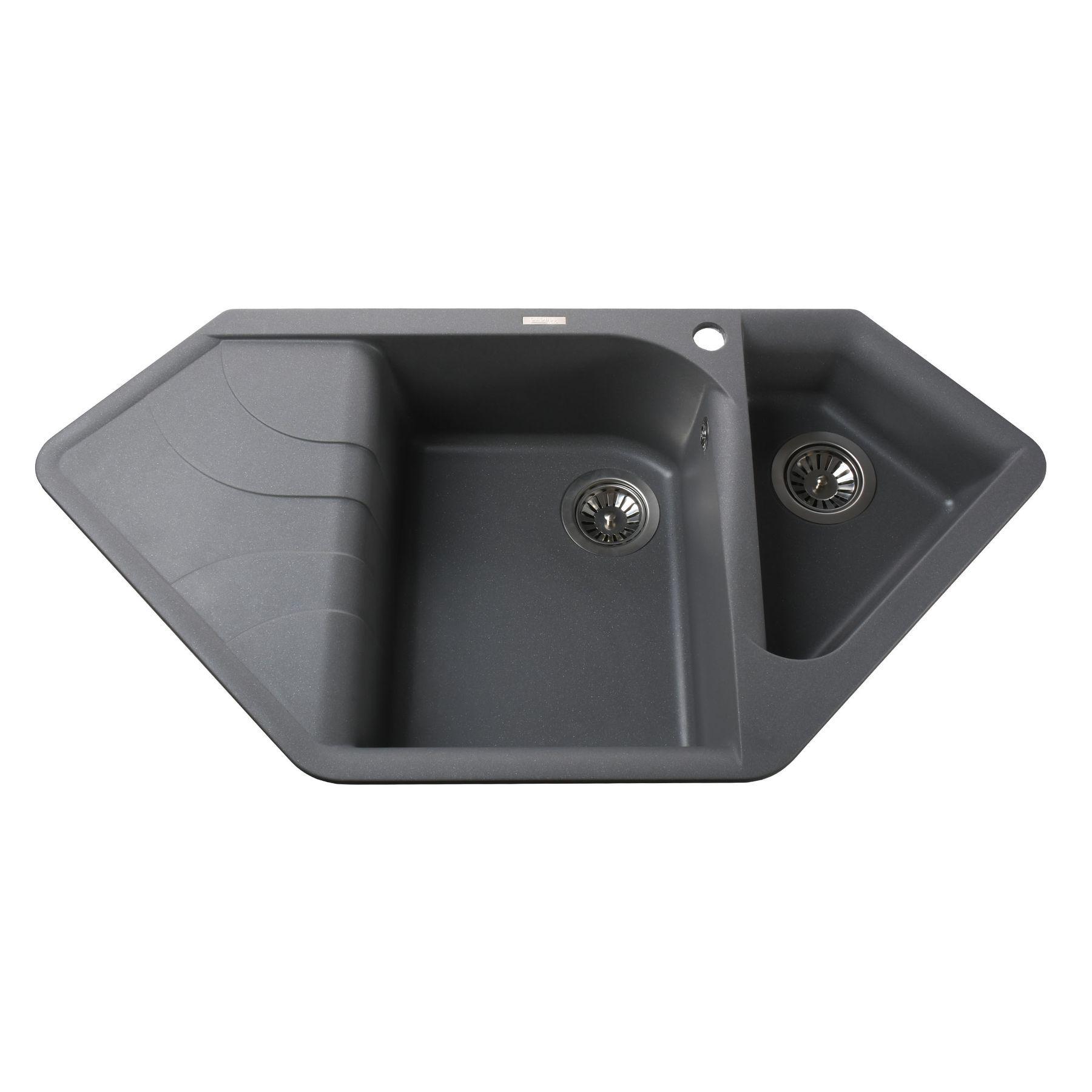 Гранітна мийка Globus Lux GARDA А0003 1000х500 мм Сірий металік (2992)