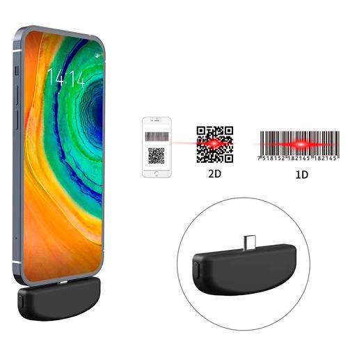 Сканер штрихкодів/QR-кодів Міні 1D/2D для Android Type-C Black (902325) - фото 4 Сканер штрихкодів/QR-кодів Міні 1D/2D для Android Type-C Black (902325) - фото 4