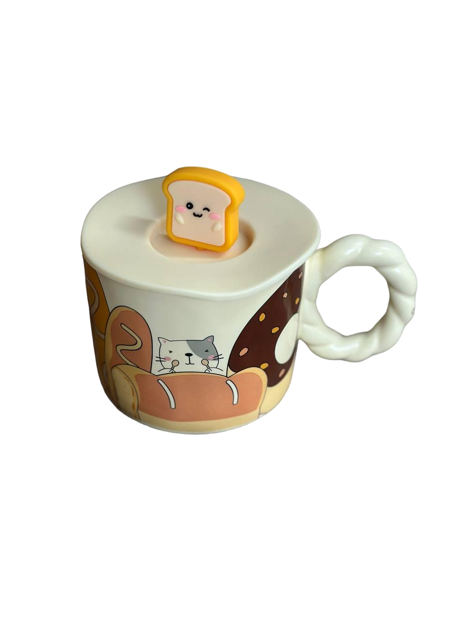 Чашка Happy Life HP7186C Cat керамическая с крышкой 350 мл (21038340)