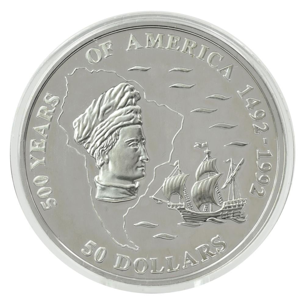 Коллекционная монета Острова Кука 50 долларов 1993 серебро Proof 500 лет Открытию Америки-Америго Веспуччи (М22638) Коллекционная монета Острова Кука 50 долларов 1993 серебро Proof 500 лет Открытию Америки-Америго Веспуччи (М22638)