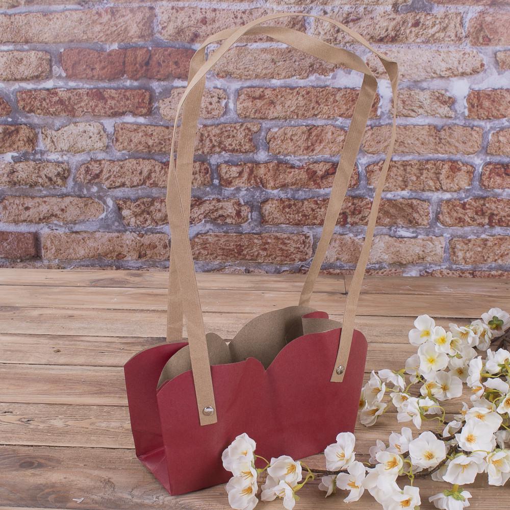 Пакет под цветы трапеция двойная Красный (1794-1)