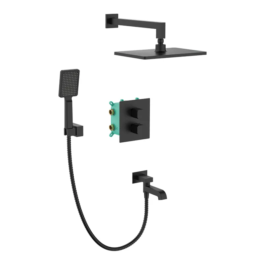 Душевая система с термостатом встроенная KOER KB-67011-05 Black (KR4727)