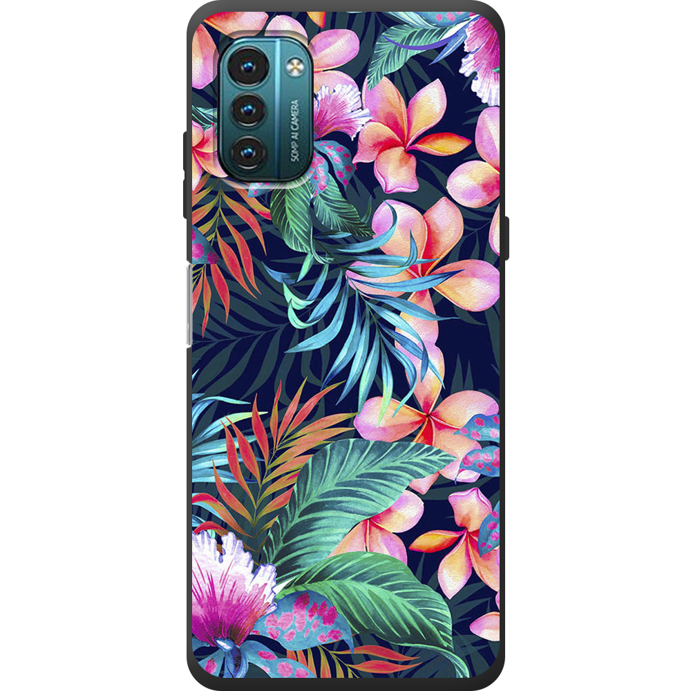 Чехол BoxFace Nokia G21 flowers in the tropics Черный силикон (44288-up1971-44291)