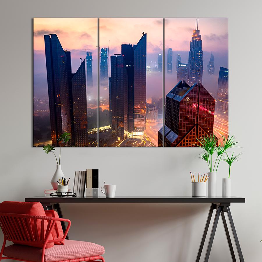 Картина город Сказочный городской пейзаж 156x100 см (A623-3)