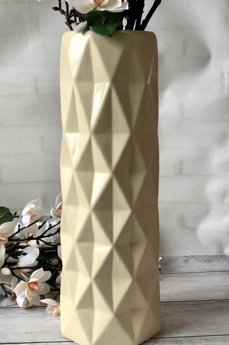 Ваза керамическая BonaDi Поли глянец 41 см Beige