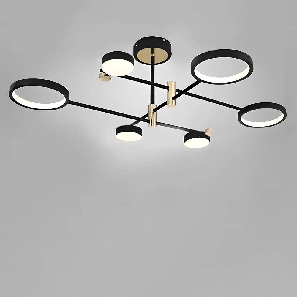 Люстра потолочная светодиодная LightHouse SY-19494/3/3 BK/FGD 102W 990х845х180 мм Черный/Золотой