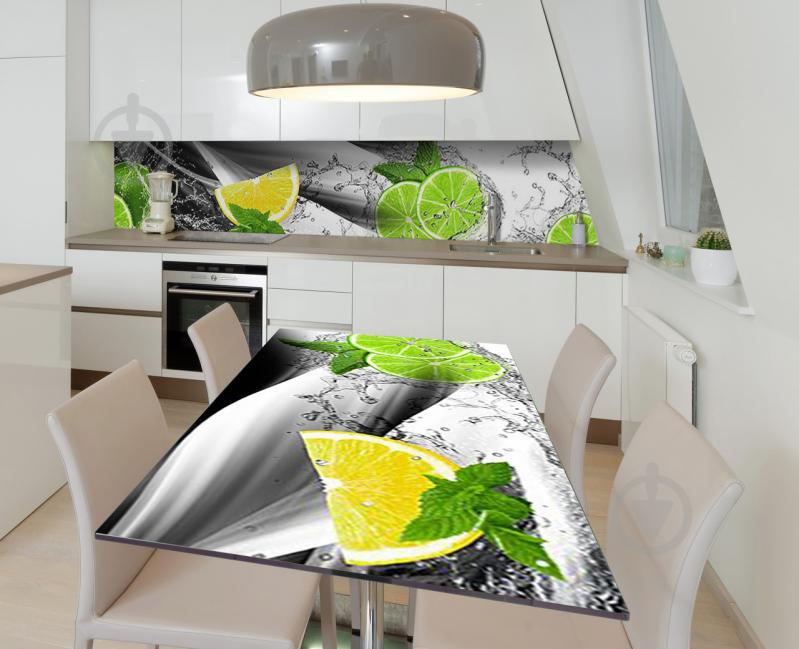 Наклейка 3Д виниловая на стол Zatarga «Брызги цитруса» 650х1200 мм для домов, квартир, столов, кофейн, кафе