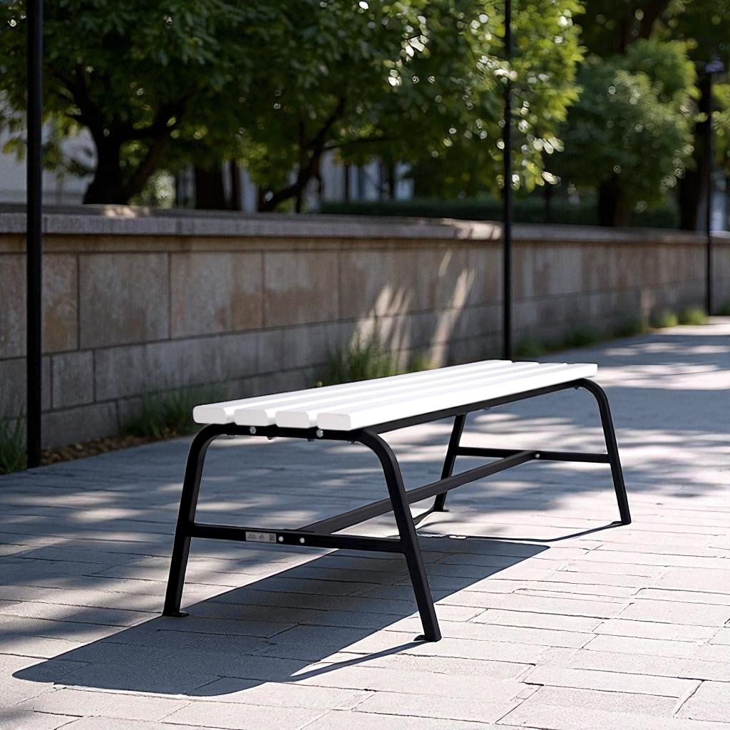 Лавка садова ТОБІ ШО без спинки для дачі/парку 1503х450х650 мм Біло-чорний - фото 2 Лавка садова ТОБІ ШО без спинки для дачі/парку 1503х450х650 мм Біло-чорний - фото 2