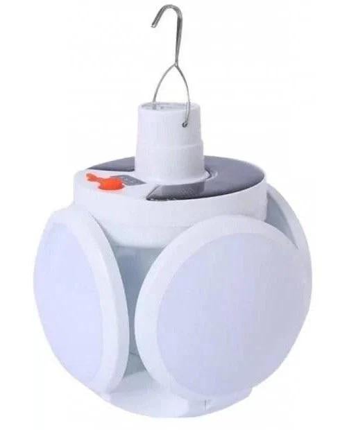 Лампа для кемпинга аккумуляторная с солнечной батареей 2400 mAh раскладная подвесная 5 режимов Белый