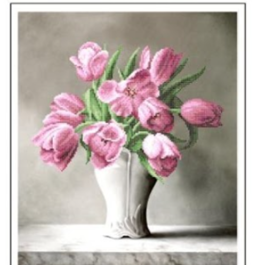 Схема для вышивки бисером Золотая Подкова Тюльпаны в вазе ЗПК-028 (4349)