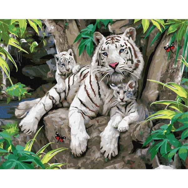 Картина по номерам Brushme GX21877 Семья белых тигров 40х50 см (1394545040)