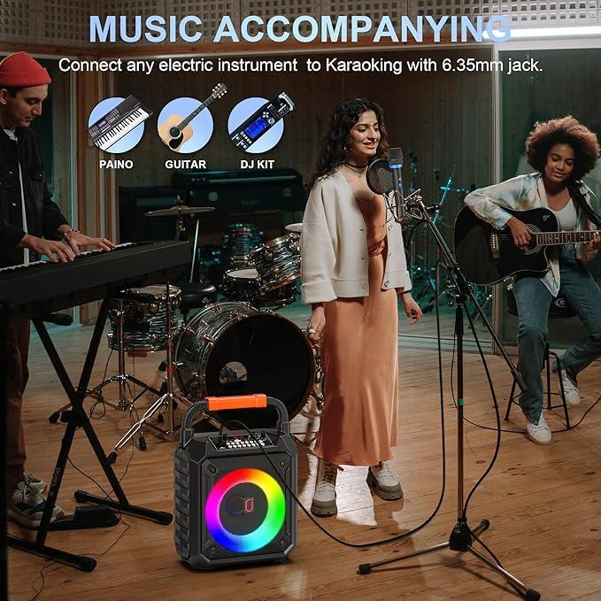 Караоке-центр JYX с двумя беспроводными микрофонами и светодиодной подсветкой - фото 3 Караоке-центр JYX с двумя беспроводными микрофонами и светодиодной подсветкой - фото 3