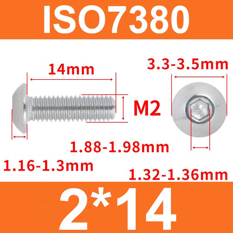 Винт ISO7380 M2x14 мм с полукруглой головкой и внутренним шестигранником из нержавеющей стали 304 - фото 2 Винт ISO7380 M2x14 мм с полукруглой головкой и внутренним шестигранником из нержавеющей стали 304 - фото 2