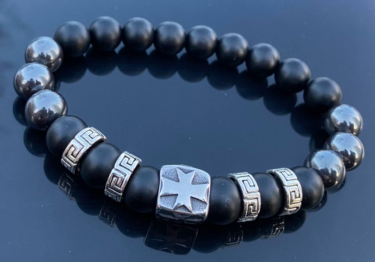 Браслет LITAURS из натурального камня черный турмалин d 10 мм гематит d 10 мм и металлическими вставками М 15-17 см (24114) - фото 5 Браслет LITAURS из натурального камня черный турмалин d 10 мм гематит d 10 мм и металлическими вставками М 15-17 см (24114) - фото 5