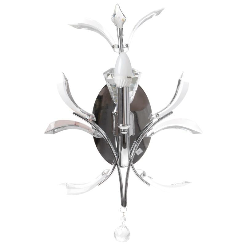 Бра настенное накладное свеча Brille BCL-416W/1 E14 CHR хрустальное классическое