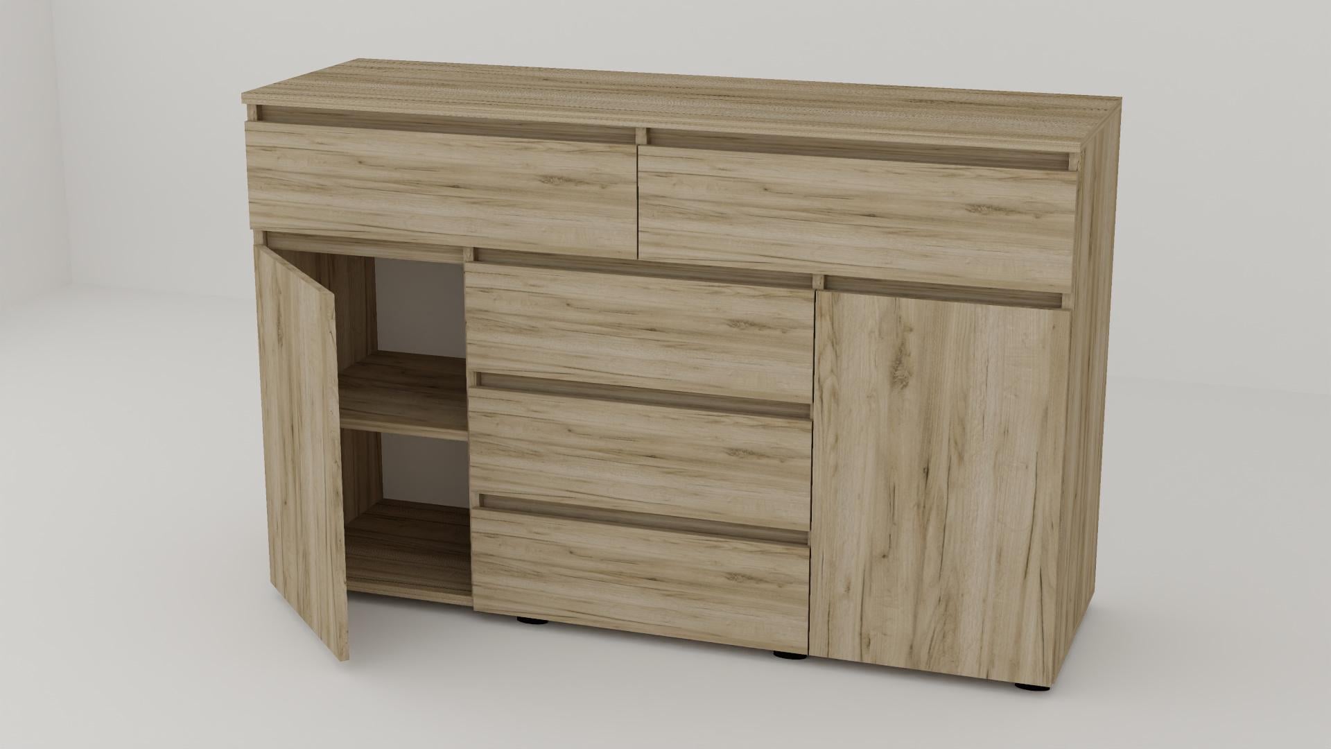 Комод Алекса СН-232/50 140х50х90 см Дуб крафт серый