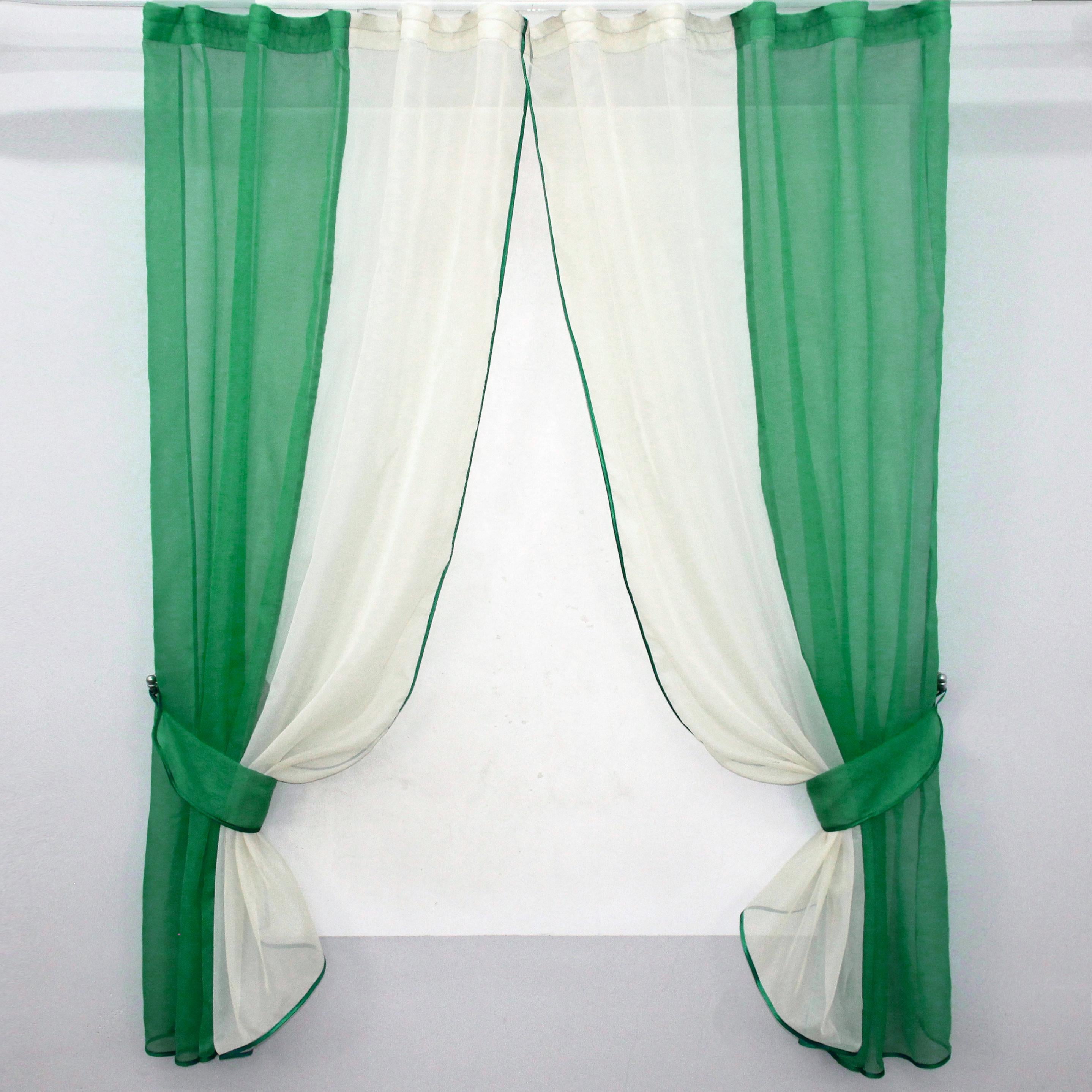 Шторы кухонные VR-Textil №017к комбинированные с подвязками 265х170 см Зеленый/Молочный (50-570) Шторы кухонные VR-Textil №017к комбинированные с подвязками 265х170 см Зеленый/Молочный (50-570)