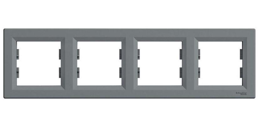 Рамка четырехместная горизонтальная Schneider Electric Asfora Стальной (00000003149)