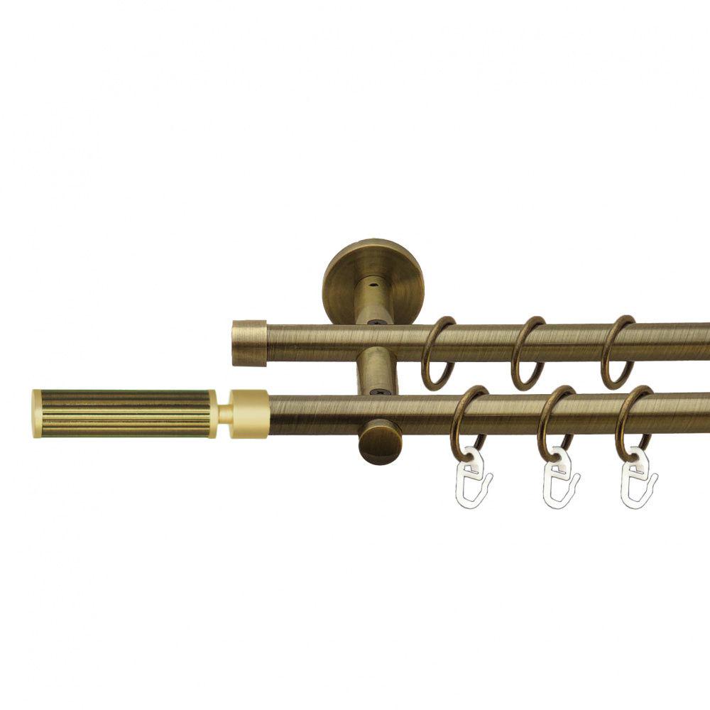 Карниз Orvit Галерія металевий дворядний циліндр 16 см гладка труба кільце металеве 16/16 мм 240 см Антик (7335441)