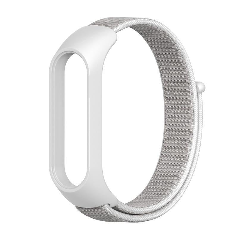Ремешок MiJobs нейлоновый для Xiaomi Mi Band 5/6 Белый/Серый (1035P)