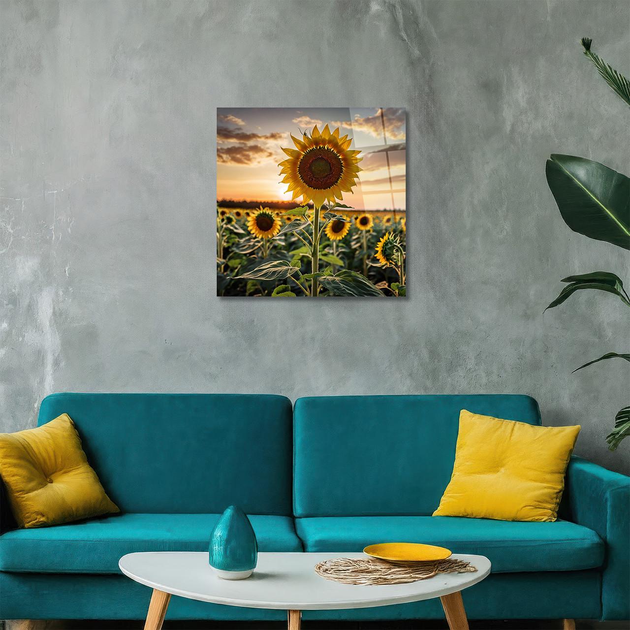 Картина на стекле NovellaPrint Подсолнухи на закате 70х70 см (495.2)
