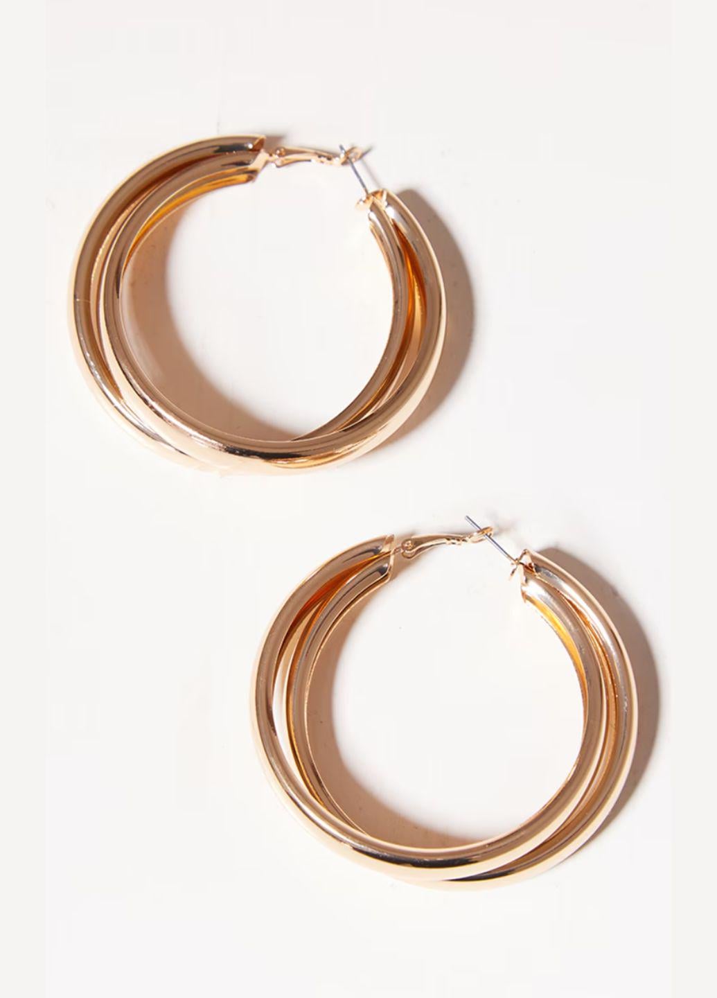 Серьги скрещенные кольца Pretty Little Thing Золотистый (12332)