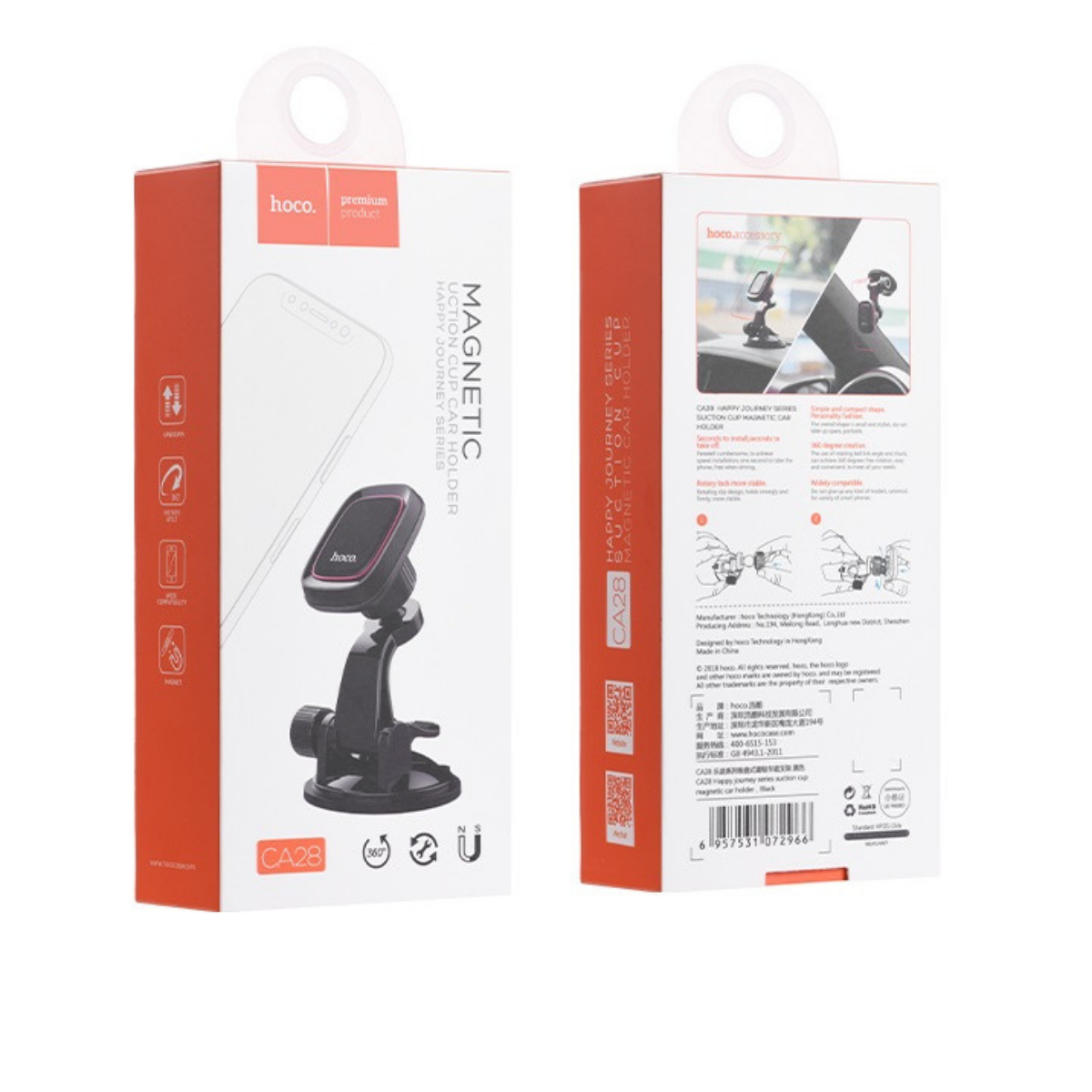 Автотримач для телефону Hoco CA28 Happy journey series suction cup magnetic Black (01814) - фото 3