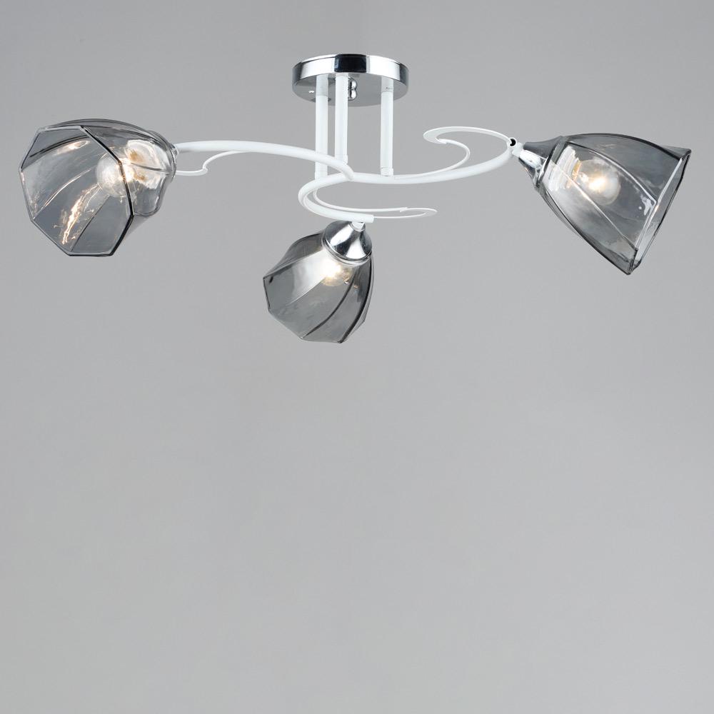 Люстра потолочная Light House SRS-19063/3 Хром/Белый/Дымчатый Люстра потолочная Light House SRS-19063/3 Хром/Белый/Дымчатый