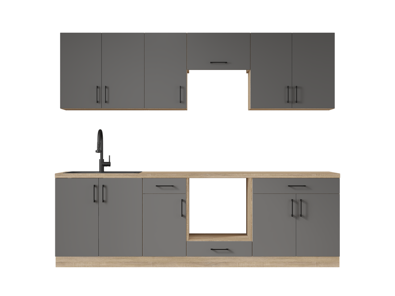 Комплект кухні К-6 Еверест Оптіма зі стільницею 2,6 м Графітовий (ЕК-25026) - фото 4
