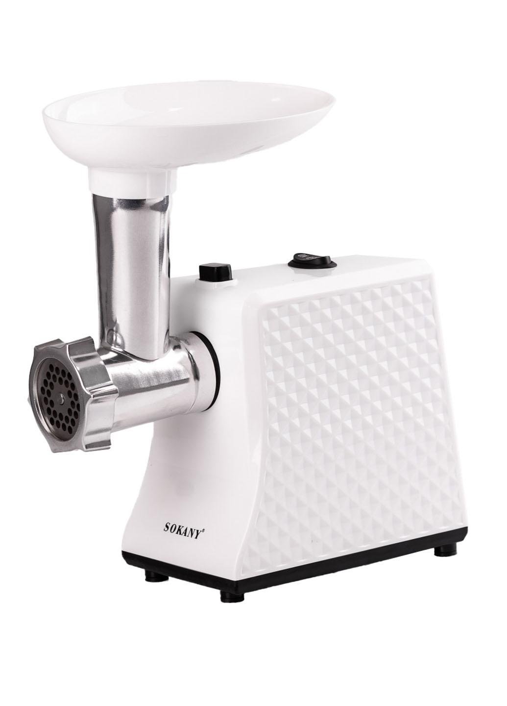 Мясорубка электрическая Sokany SK-099 с 3 насадками для измельчения мяса колбас и кеббе 1500 Вт Белый (S099L)