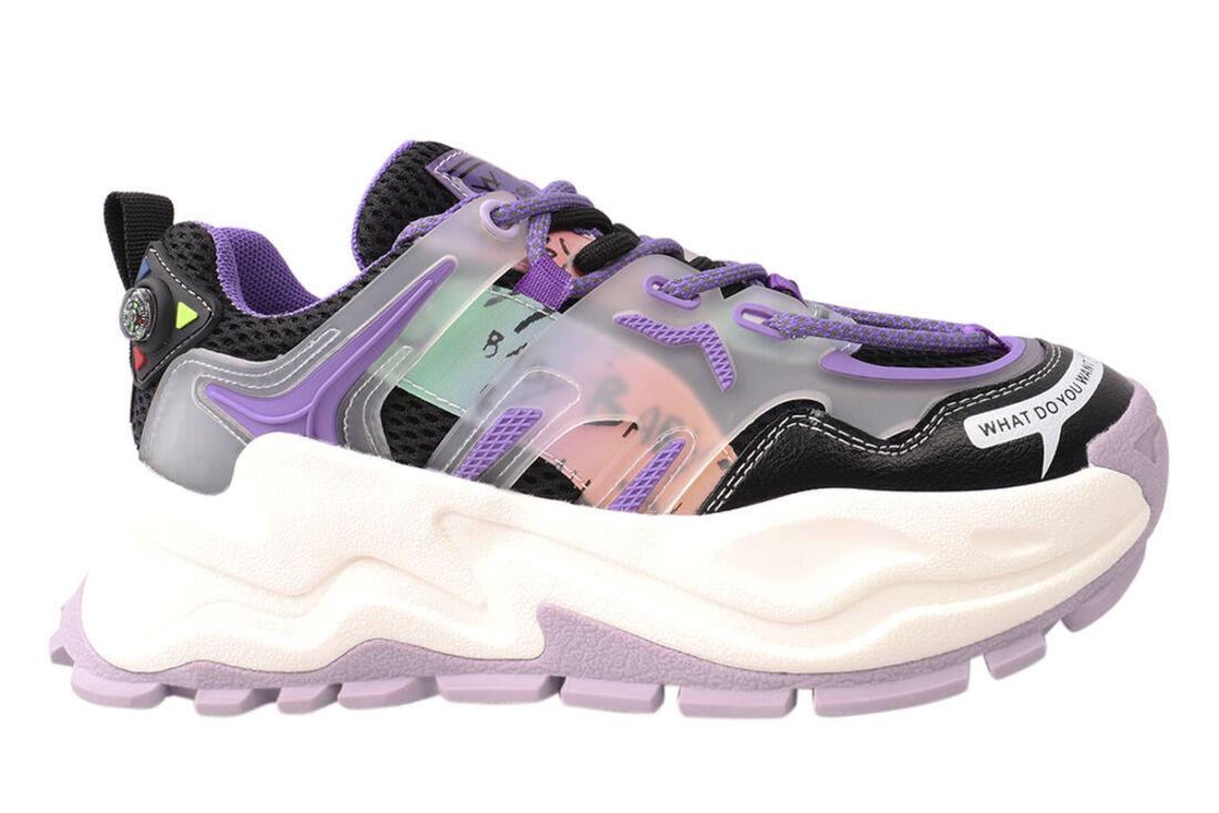 Кроссовки женские Li Fexpert из кожи на платформе на шнуровке р. 37 Разноцветный (580-21DK) - фото 3