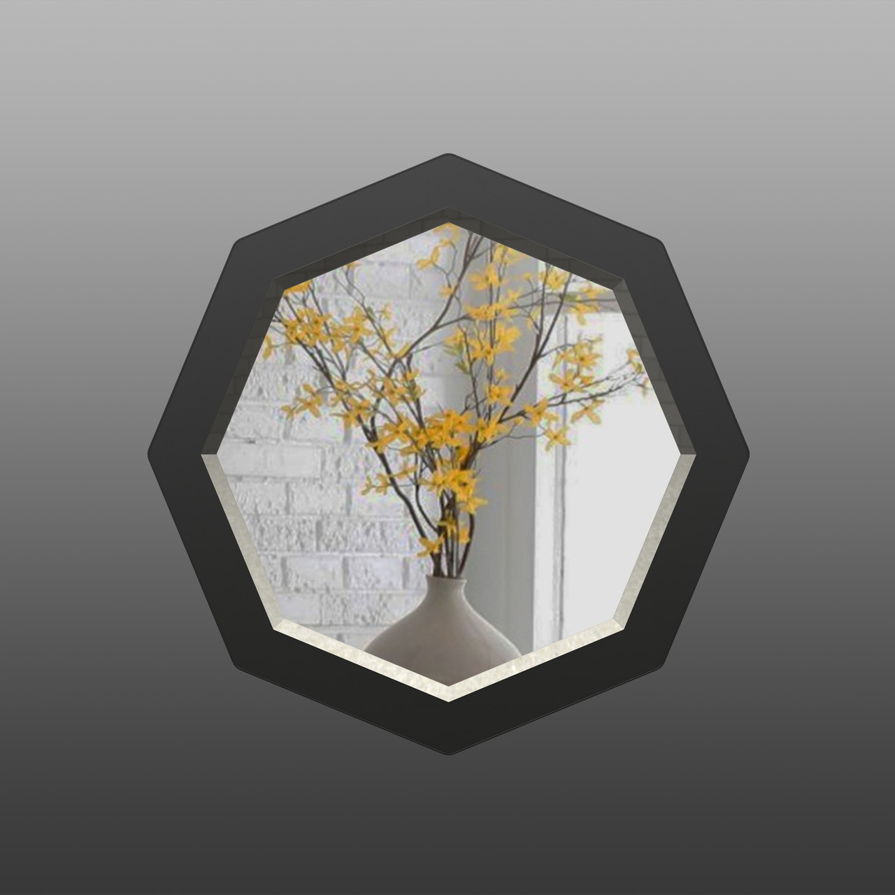 Зеркало настенное с фацетом восьмиугольное Art-Com 800 мм Черный (Z2)