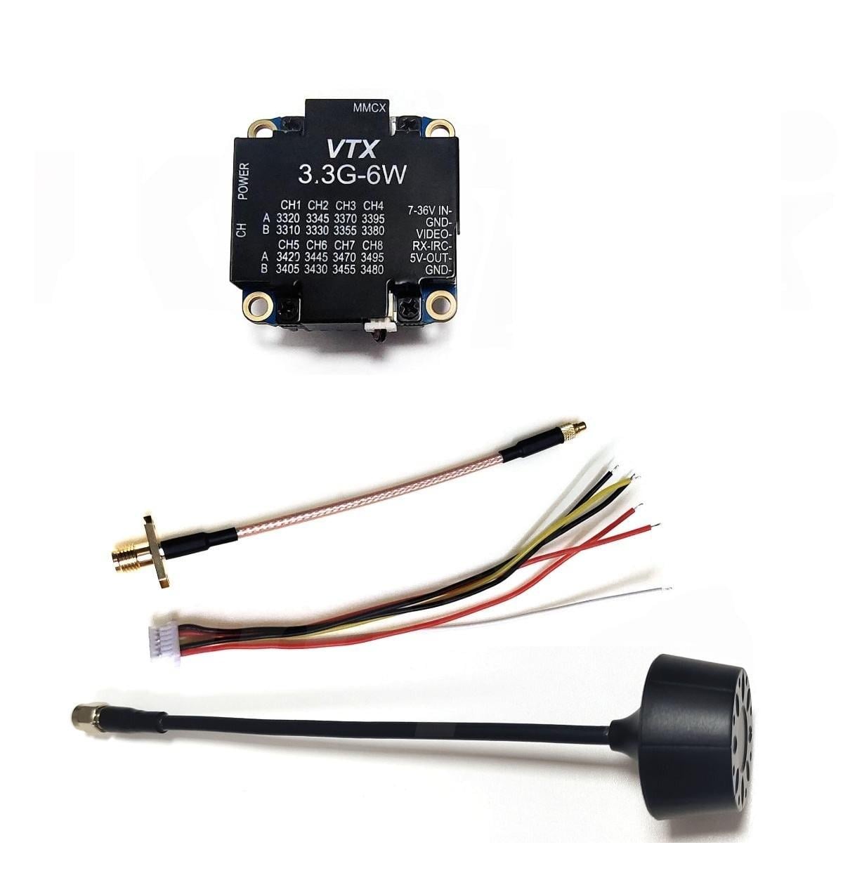 Видеопередатчик VTX 3.3G 6W 16CH SoloGood с антенной для FPV-дронов и дальних полетов (00-00027370)