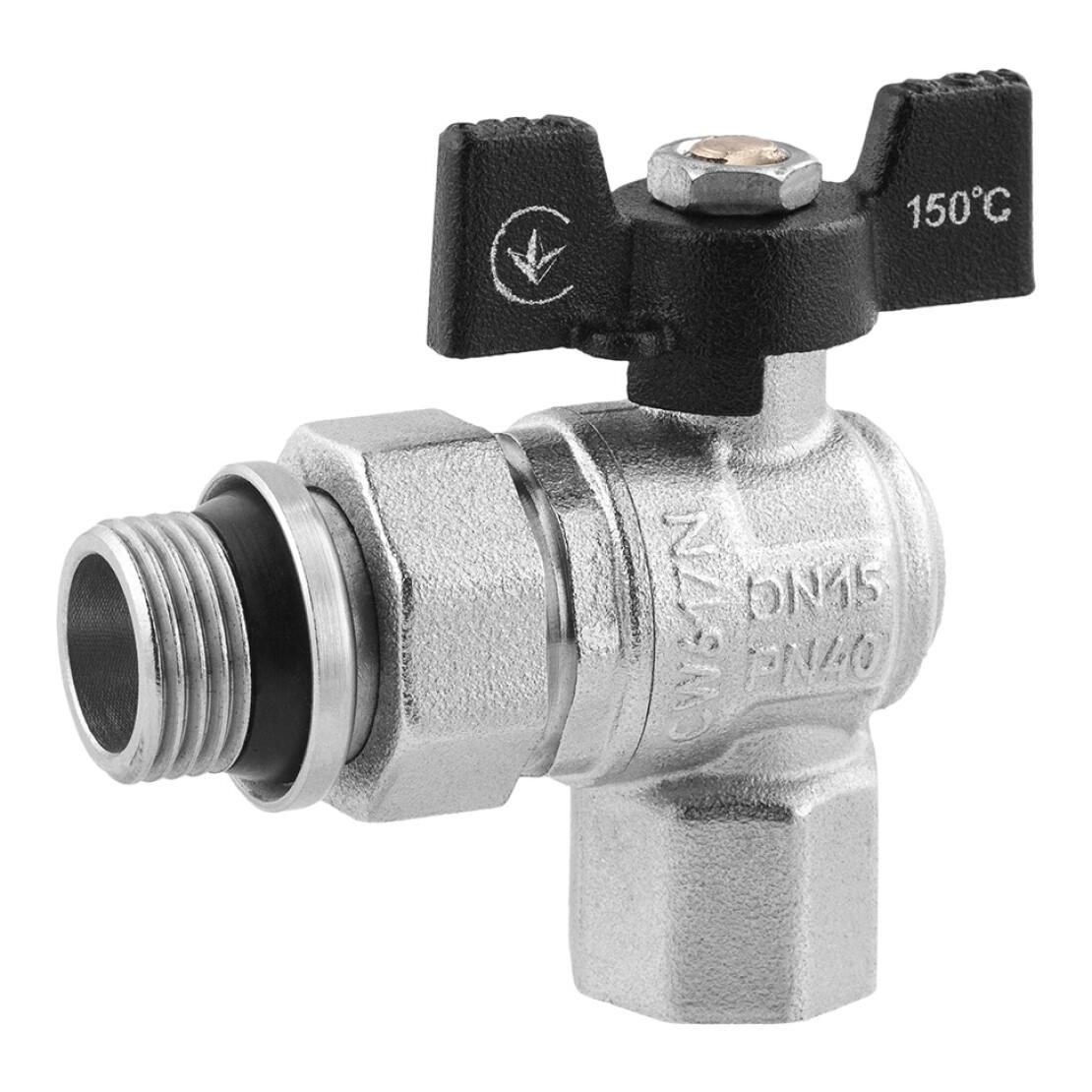 Кран-американка кульовий кутовий Kroner ВЗ PN40 1/2" метелик/нікельований (CV033223)