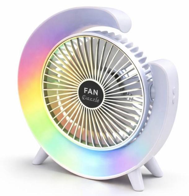 Вентилятор настольный Colorful Desktop Fan с подсветкой USB 3 режима Белый (M1008)