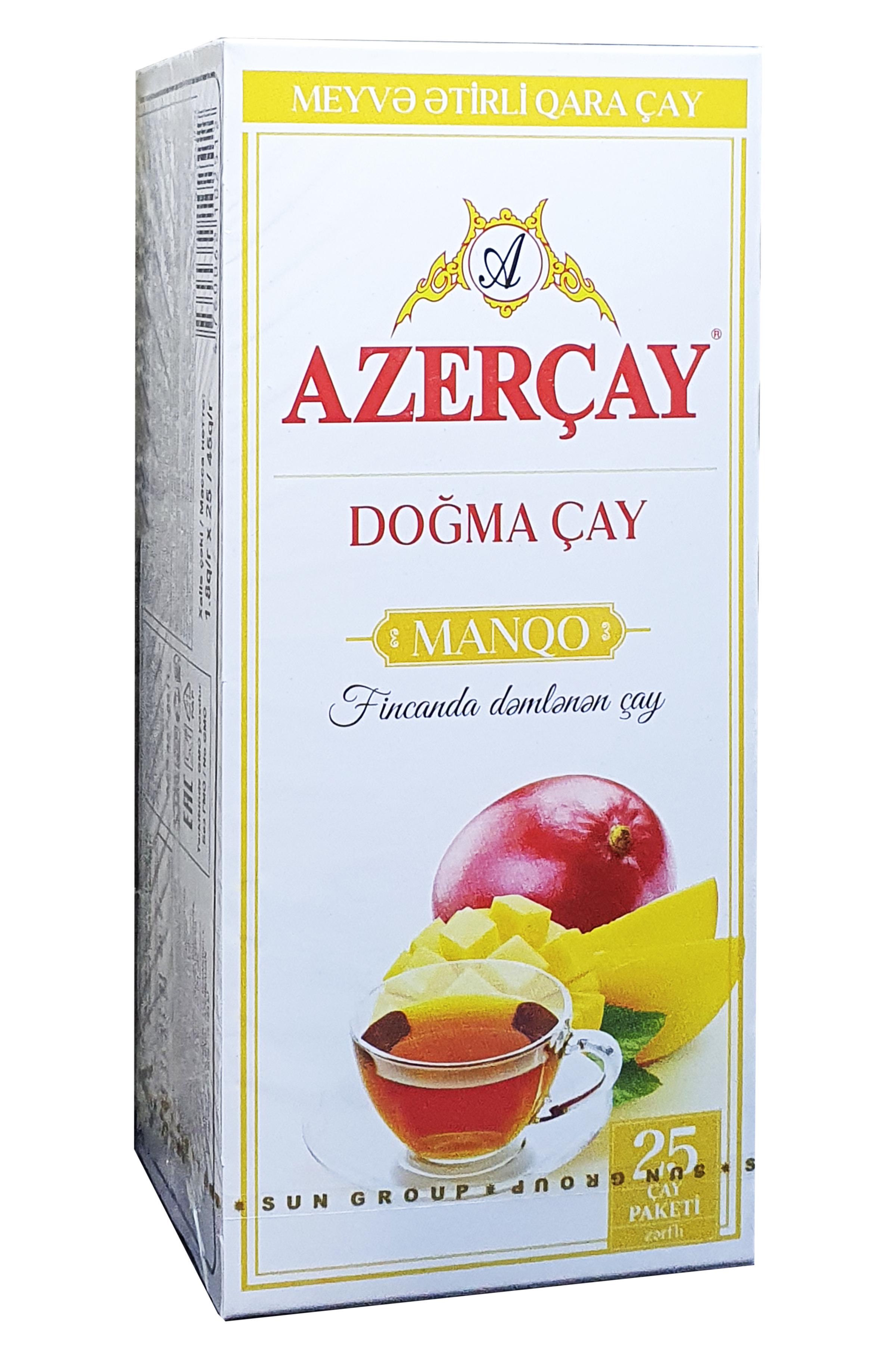 Чай черный Азерчай Манго с ароматом манго в пакетиках 25 пакетиков 1,8 г (1518)