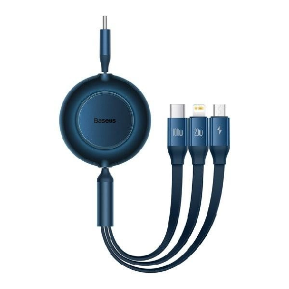 Кабель із швидкою зарядкою Baseus Bright Mirror 2 Series 3в1 Micro USB/Lightning/Type-C 100W 1,1 м Blue - фото 1