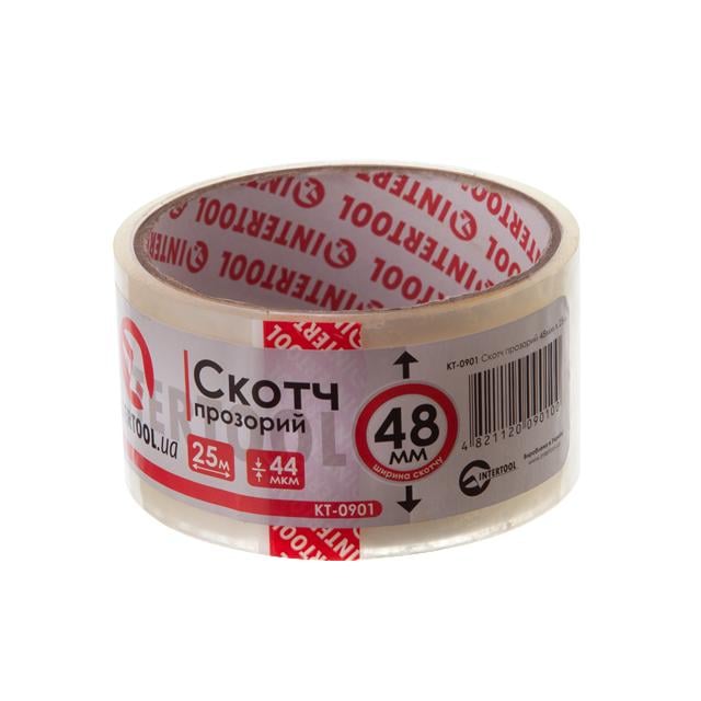 Скотч Intertool 48 мм 25 м 52 мкм Прозрачный (KT-0901)