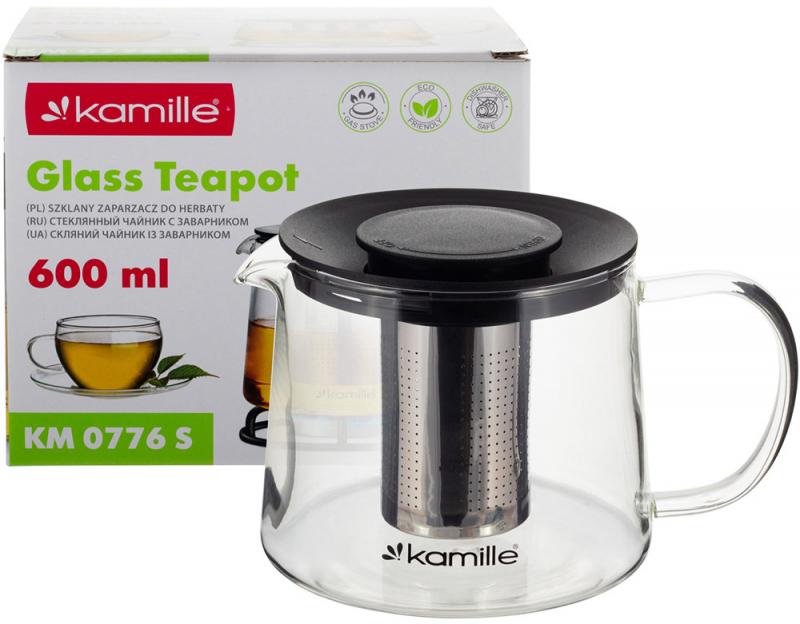 Чайник скляний заварювальний Kamille зі знімним ситечком 600 мл (0776s) - фото 8 Чайник скляний заварювальний Kamille зі знімним ситечком 600 мл (0776s) - фото 8
