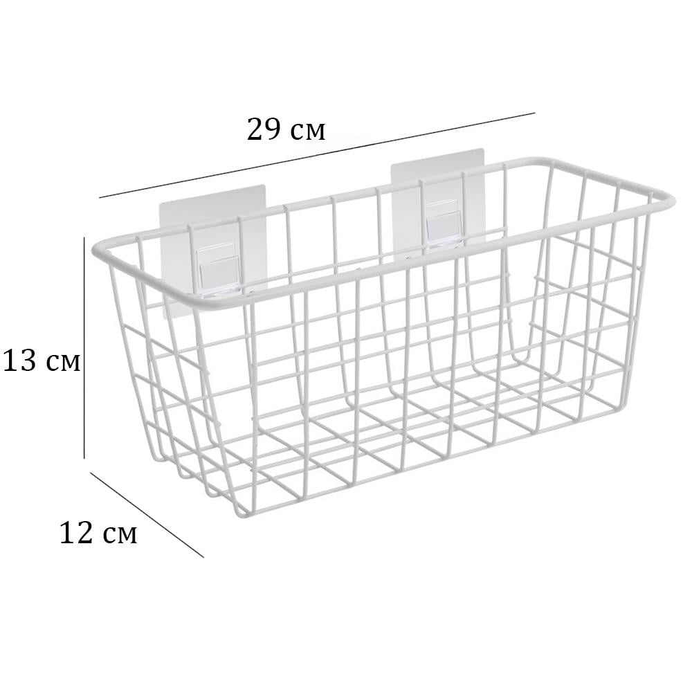 Полиця навісна настінна на липучках 29х12х13 см Білий - фото 10