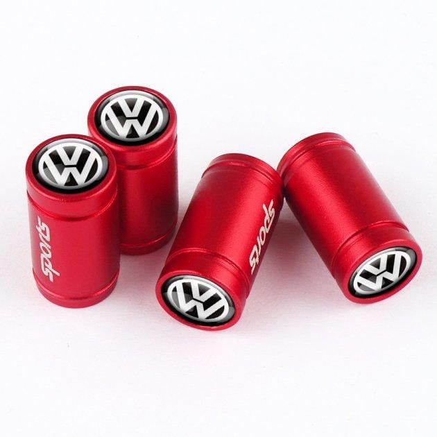 Набор колпачков на ниппель для автомобиля SUNROZ Caps Sports Volkswagen 4 шт. Red