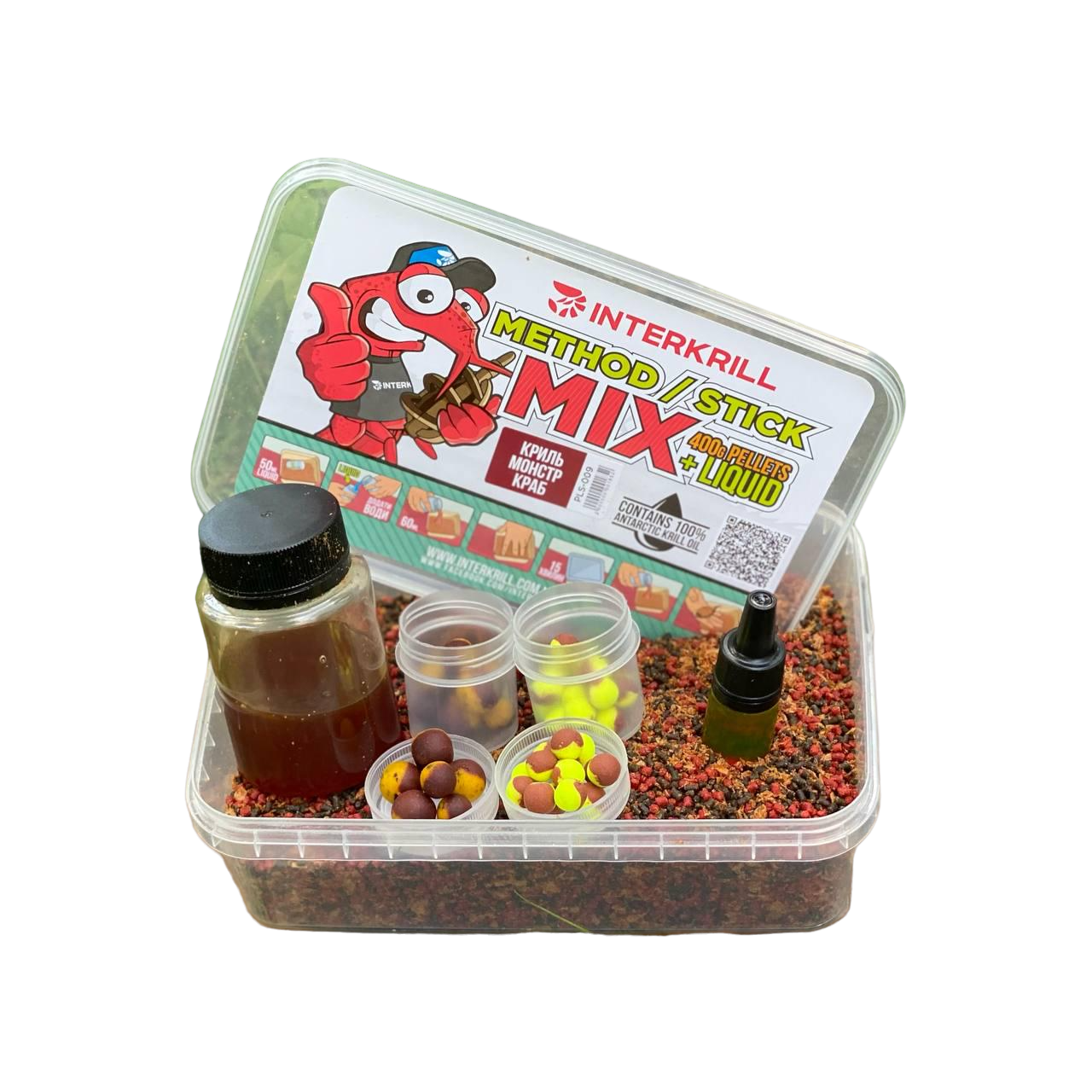 Комплект підкормки INTERKRILL Method/Stick MIX Кріль-монстр краб 5в1 (437)